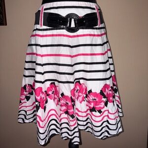 Floral A-Line Skirt with Belt